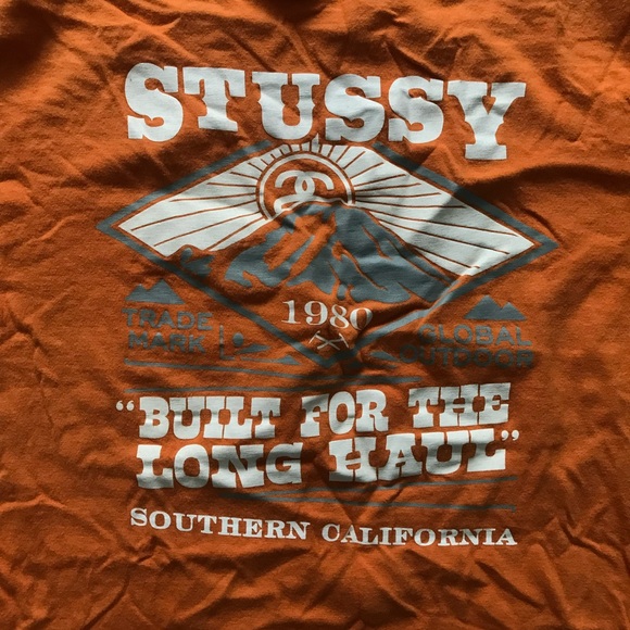 STUSSY TEE SHIRT SHORT SLEEVE ORANGE VINTAGE RARE - Picture 4 of 4